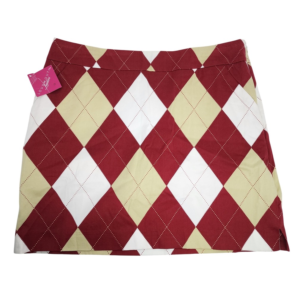 Loudmouth Red and White Argyle Mini Skirt